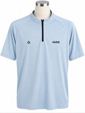 Vivint Men's Light Blue Short Sleeve 1/4 Zip Cycling Jersey Sz L Casual Golf